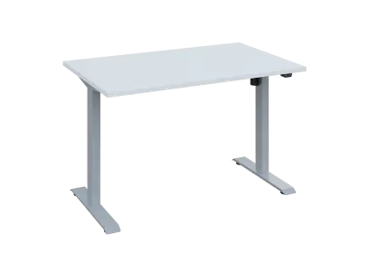 Flexi 28-12 výškově nastavitelný stůl, kovová podnož stříbrná, deska 25 mm, široký 1200 mm, bílá